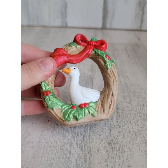 Vintage goose wreath mistletoe bow ornament Xmas - Picture 6 of 6